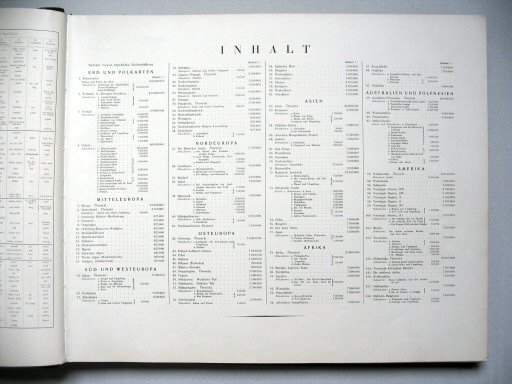 Stielers Hand-Atlas, 10. Aufl. (1926/27)
Inhoudsopgave (ongevouwen kaarten)
Table of contents (unfolded maps)