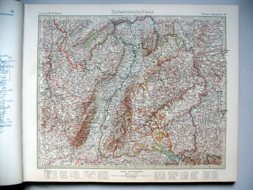 Stielers Hand-Atlas, 10. Aufl. (1926/27)
14. Südwestdeutschland
Zuidwest-Duitsland / South-western Germany
(1925,5 / II 21)