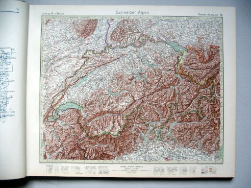 Stielers Hand-Atlas, 10. Aufl. (1926/27)
16. Schweizer Alpen
Zwitserse Alpen / The Swiss Mountains
(1926,4 / III 21)