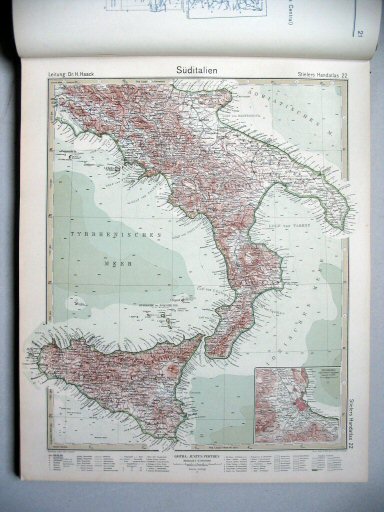 Stielers Hand-Atlas, 10. Aufl. (1926/27)
22. Süditalien
Zuid-Italië / South Italy
(1927,5 / III 22)