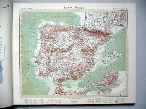 Stielers Hand-Atlas, 10. Aufl. (1926/27)
23. Spanien - Portugal
Spanje - Portugal / Spain - Portugal
(1926,4 / I 22)