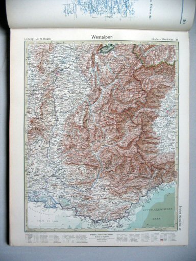 Stielers Hand-Atlas, 10. Aufl. (1926/27)
31. Westalpen
Westelijke Alpen / Western Alps
(1926,5 / IX 20)