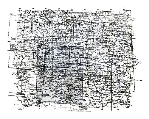 Stielers Hand-Atlas, 10. Aufl.
Bladwijzer Joegoslavië, Tsjechoslowakije, Hongarije
Sheet index Yugoslavia, Czechoslovakia, Hungary