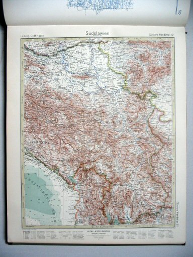 Stielers Hand-Atlas, 10. Aufl. (1926/27)
51. Südslawien. Östlicher Teil
Oost-Joegoslavië / Yugoslavia (Eastern Part)
(1925,4 / VI 22)