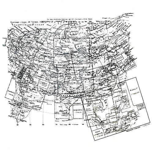 Stielers Hand-Atlas, 10. Aufl.
Bladwijzer Azië / Sheet index Asia 