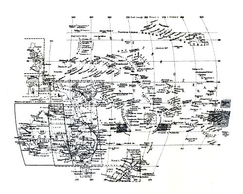 Stielers Hand-Atlas, 10. Aufl.
Bladwijzer Australië, Polynesië / Sheet index Australia, Polynesia