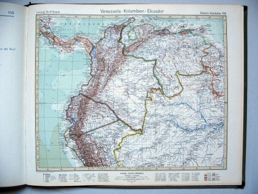 Stielers Hand-Atlas, 10. Aufl. (1926/27)
104. Venezuela - Kolumbien - Ekuador
Venezuela - Colombia - Ecuador
(1927,3 / V 24)