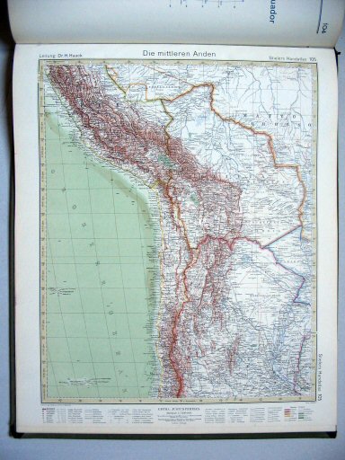 Stielers Hand-Atlas, 10. Aufl. (1926/27)
105. Die mittleren Anden
Centrale Andes / The Central Andes
(1926,4 / X 24)