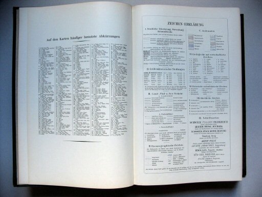 Stielers Hand-Atlas, 10. Aufl. (1939)
Afkortingen, legenda (gevouwen kaarten)
Abbreviations, key to map symbols (folded maps)