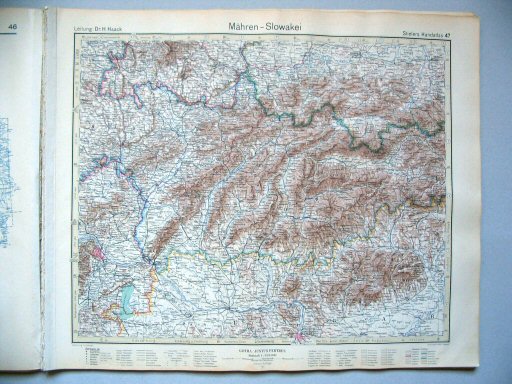 Stielers Hand-Atlas, 10. Aufl. (1939)
47. Mähren - Slowakei
Moravië - Slowakije / Moravia - Land of the Slovaks
(1939,9 / II 31)