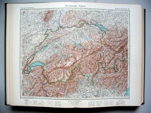 Stielers Hand-Atlas, 1945
16. Schweizer Alpen
Zwitserse Alpen / The Swiss Mountains
(1945,13 / IV 44)
