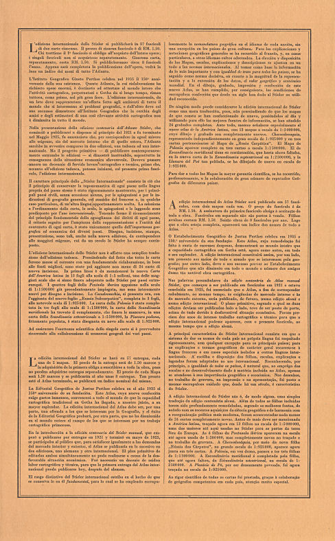 Stieler's Atlas of Modern Geography 
Part first (1934)
1e aflevering, binnenkant omslag (voorwoord)
1st installment, inside cover (preface)