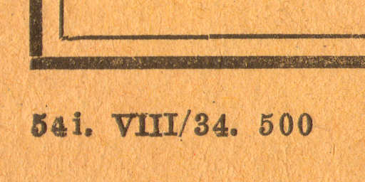 Stieler grand atlas de géographie moderne
1e livraison (1934)
1e aflevering, achterkant omslag (drukcode: 54i.&nbsp;VIII/34. 500)
1st installment, rear cover (print code: 54i.&nbsp;VIII/34. 500)