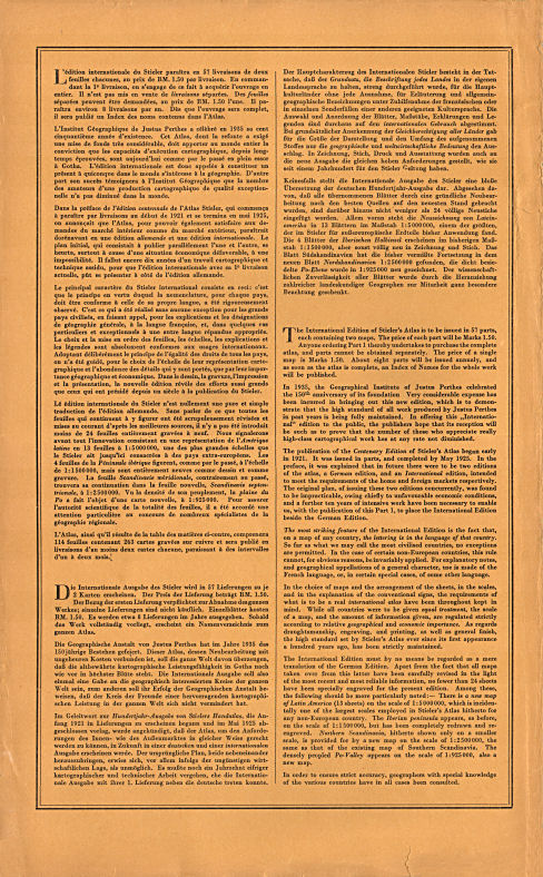Stieler grand atlas de géographie moderne
41e livraison (1940)
41e aflevering, binnenkant omslag (voorwoord)
41st installment, inside cover (preface)