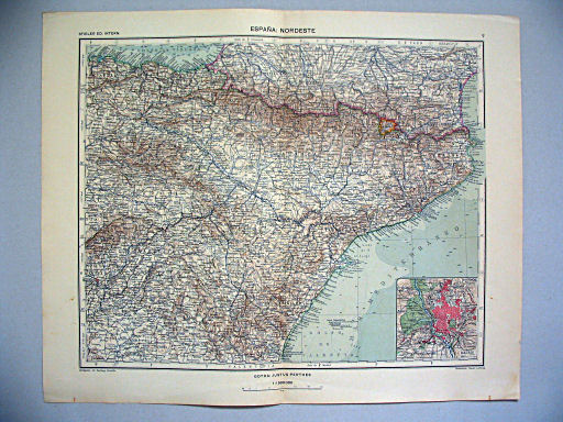 Stieler grand atlas de géographie moderne
7. España: Nordeste (1940)
Spanje: Noordoost / Spain: Northeast