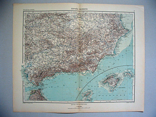 Stieler grand atlas de géographie moderne
8. España: Sudeste (1939)
Spanje: Zuidoost / Spain: Southeast