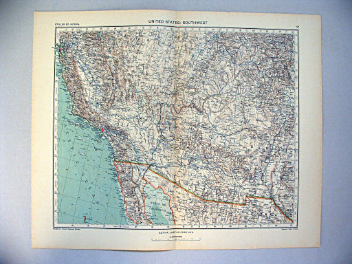 Stieler grand atlas de géographie moderne
91. United States: Southwest (1935)
Verenigde Staten: Zuidwest