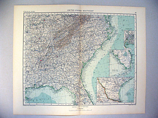 Stieler grand atlas de géographie moderne
95. United States: Southeast (1936)
Verenigde Staten: Zuidoost
