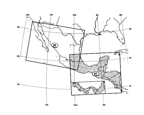 Stieler grand atlas de géographie moderne
Bladwijzer Mexico, Midden-America
Sheet index Mexico, Central America