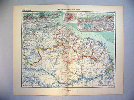 Stieler grand atlas de géographie moderne
100. Guyanes – Venezuela: Este (1935)
Guyana – Venezuela: Oost / Guyana – Venezuela: East