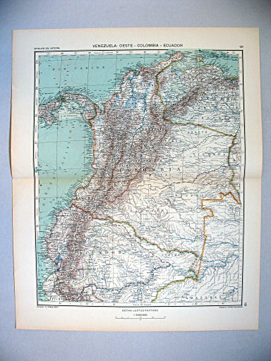 Stieler grand atlas de géographie moderne
101. Venezuela: Oeste – Colombia – Ecuador (1935)
Venezuela: West – Colombia – Ecuador