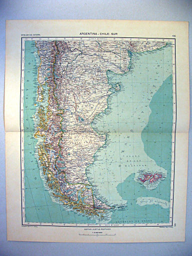 Stieler grand atlas de géographie moderne
105. Argentina – Chile: Sur (1934)
Argentinië – Chili: Zuid / Argentina – Chile: South