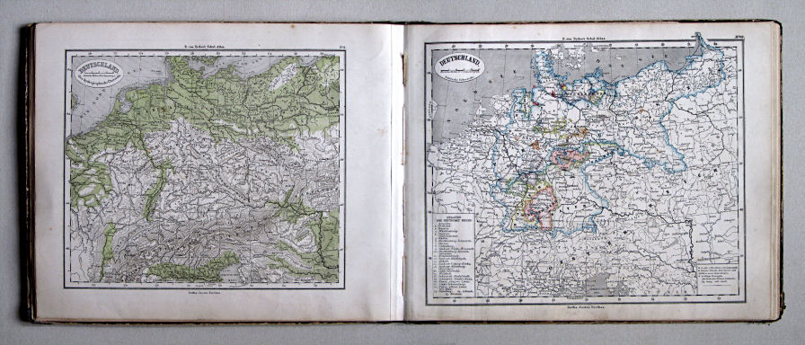 E. von Sydow's Schul-Atlas, 1875
9-10. Deutschland. Oro-hydrographische Übersicht. Politische Uebersicht