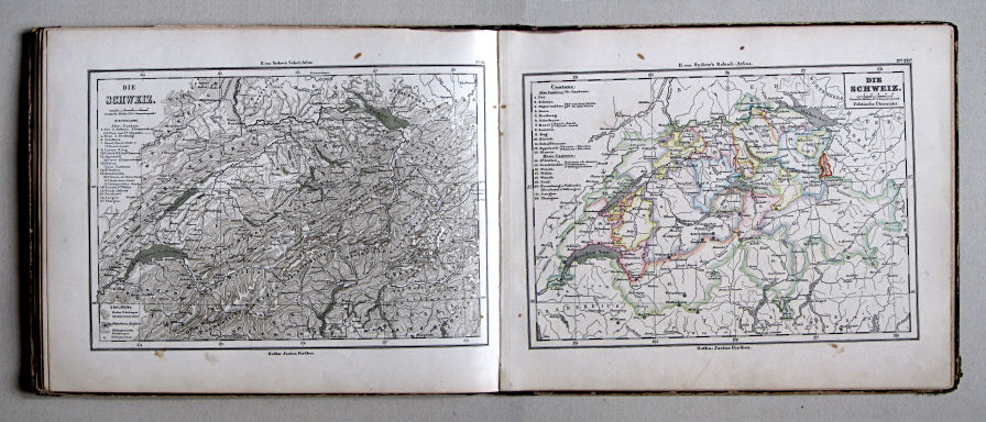 E. von Sydow's Schul-Atlas, 1875
20-20a. Die Schweiz. Oro-hydrographische Übersicht. Politische Übersicht