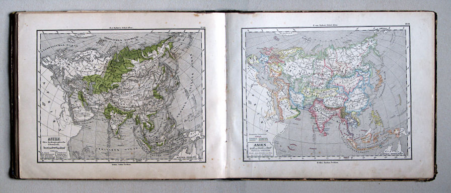 E. von Sydow's Schul-Atlas, 1875
28-29. Asien. Oro-hydrographische Uebersicht. Politische Uebersicht