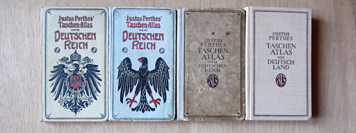 Taschen-Atlas vom Deutschen Reich, Taschenatlas von Deutschland (Atlas van Duitsland)
Uitgaven: 1908, 1922, 1938, 1951