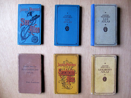 See-Atlas (Zeeatlas): 1914, 1940, 1944
Staatsbürger-Atlas (Atlas voor Duitse staatsburgers): 1904
Geschichts-Atlas (Atlas van de latere Geschiedenis): 1898, 1927
