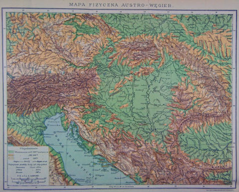 Orgelbranda Encyklopedja Powszechna, 1898-1912
1.502. Mapa fizyczna Austro-Węgier
