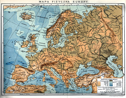 Orgelbranda Encyklopedja Powszechna, 1898-1912
5.240. Mapa fizyczna Europy
