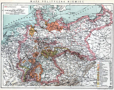 Orgelbranda Encyklopedja Powszechna, 1898-1912
10.496. Mapa polityczna Niemiec