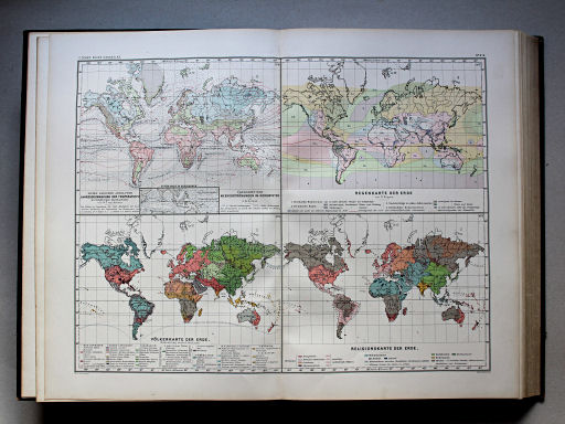 Debes' Handatlas, 1896
6-9. Klima- und Völkerkarten der Erde