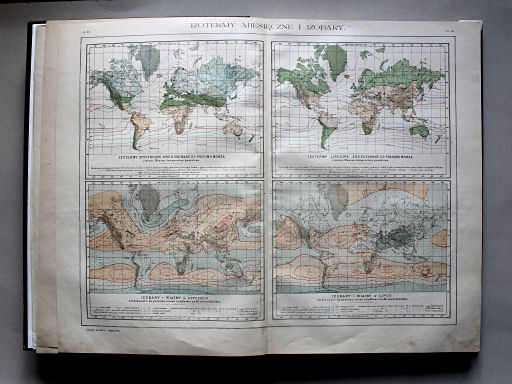 Wielki atlas geograficzny, Nalkowski, 1904
4. Izotermy miesięczne i izobary