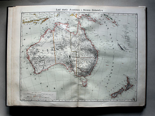 Wielki atlas geograficzny, Nalkowski, 1904
9. Ląd stały Australii i Nowa Zelandya