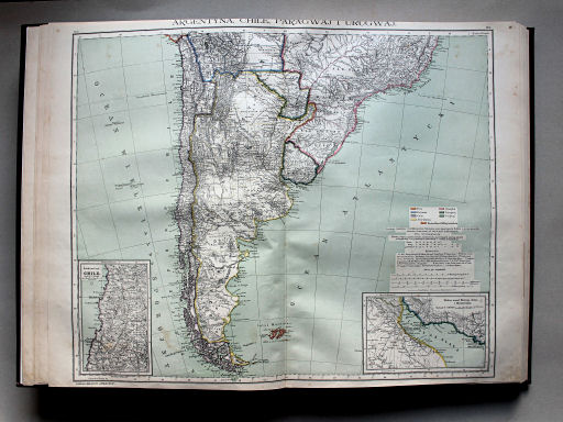 Wielki atlas geograficzny, Nalkowski, 1904
11. Argentyna, Chile, Paragwaj i Urugwaj