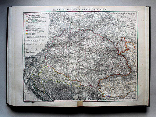 Wielki atlas geograficzny, Nalkowski, 1904
42. Galicya, Węgry i kraje przyległe
