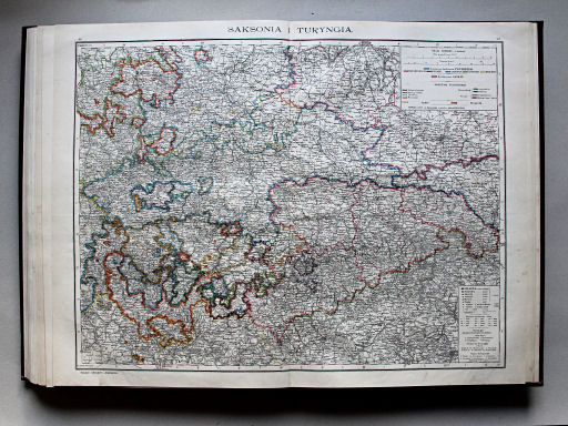 Wielki atlas geograficzny, Nalkowski, 1904
45. Saksonia i Turyngia