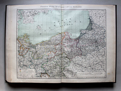 Wielki atlas geograficzny, Nalkowski, 1904
46. Pomorze, Prusy Wschodnie i Prusy Zachodnie