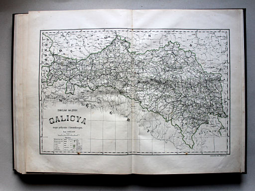 Wielki atlas geograficzny, Nalkowski, 1904
48. Galicya, mapa polityczna i komunikacyjna