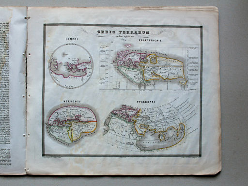 Reichard, Orbis terrarum antiquus (in usum juventutis), ca. 1861
1. Orbis terrarum secundum opiniones Homeri, Eratosthenis, Herodoti et Ptolemaei