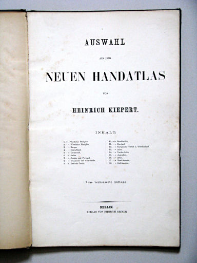 Auswahl aus Kiepert's Hand-Atlas, 1873
Titelpagina / Title page