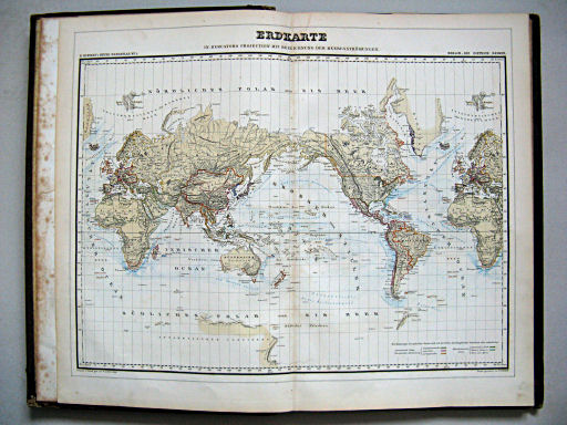 Kiepert's Hand-Atlas 1860
1. Erdkarte in Mercator's Projection mit Bezeichnung der Meeresströmungen