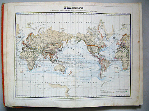 Kiepert's Hand-Atlas, 1871
1. Erdkarte in Mercator's Projection mit Bezeichnung der Meeresströmungen