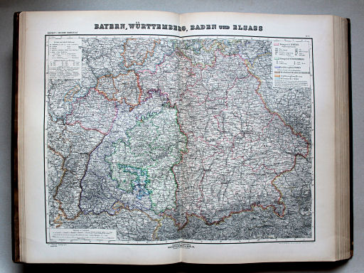 Kiepert's Hand-Atlas, 1900
6. Bayern, Württemberg, Baden und Elsass