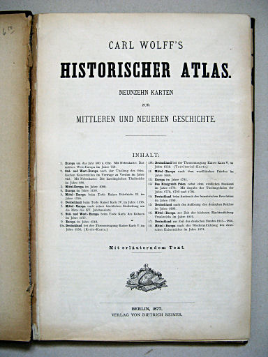 Carl Wolff's Historischer Atlas (1877)
Titelpagina / Title page