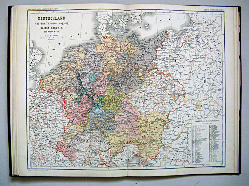Carl Wolff's Historischer Atlas (1877)
10a. Deutschland bei der Thronentsagung Kaiser Karls V. im Jahre 1556 (Kreis-Karte)