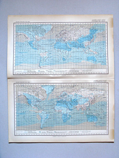 Большой Советский Атлас Мира I
28. Давление воздуха, ветры и состояние неба. Январь
29. Давление воздуха, ветры и состояние неба. Июль